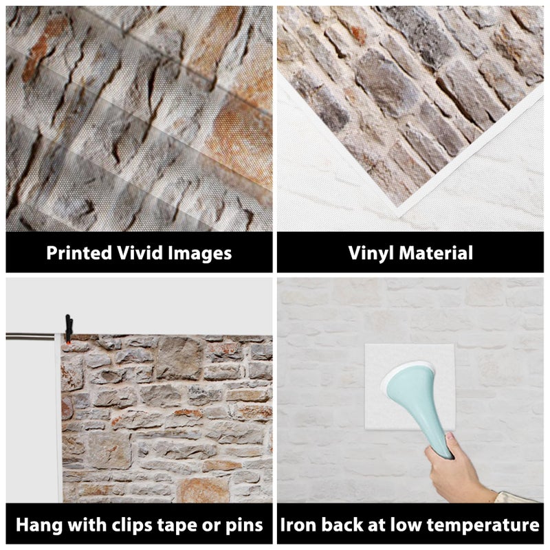 AOFOTO 10x10ft Artistic Backdrops Photography Background Old Stone Wall Hardwood Floors Toddler Newborn Boy Lovers Kid Adult Girl Portrait Scene Photo Shoot Studio Props Video - Image 2